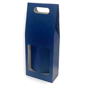 Dárkový papírový box - modrý - 2 lahve