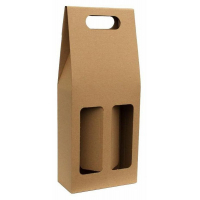 Dárkový papírový box - světle hnědý - 2 lahve